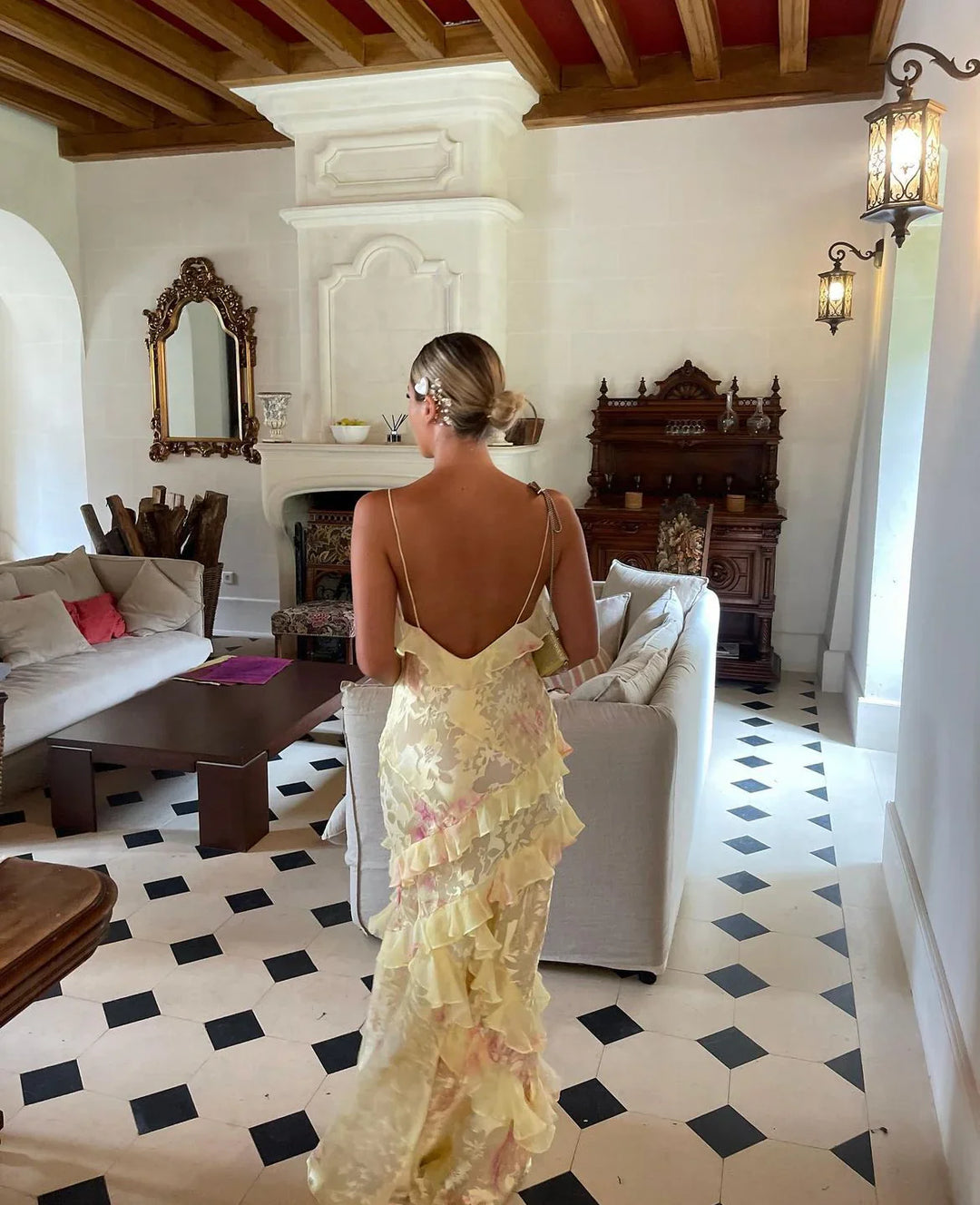 Iris Open-Back Floral Maxi Dress