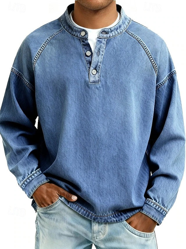 Amir Vintage-Wash Henley Sweatshirt