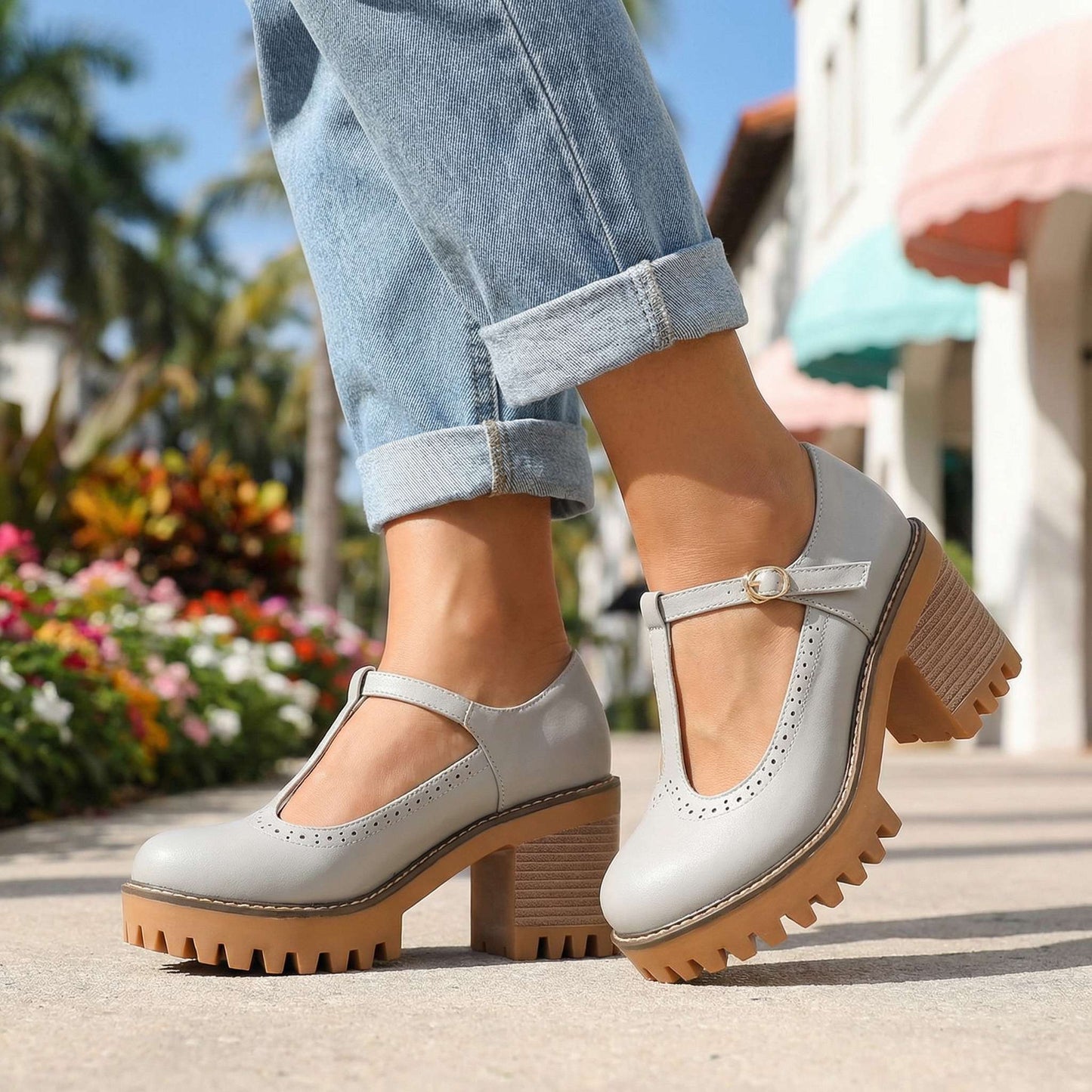 Viora T-Strap Platform Heels