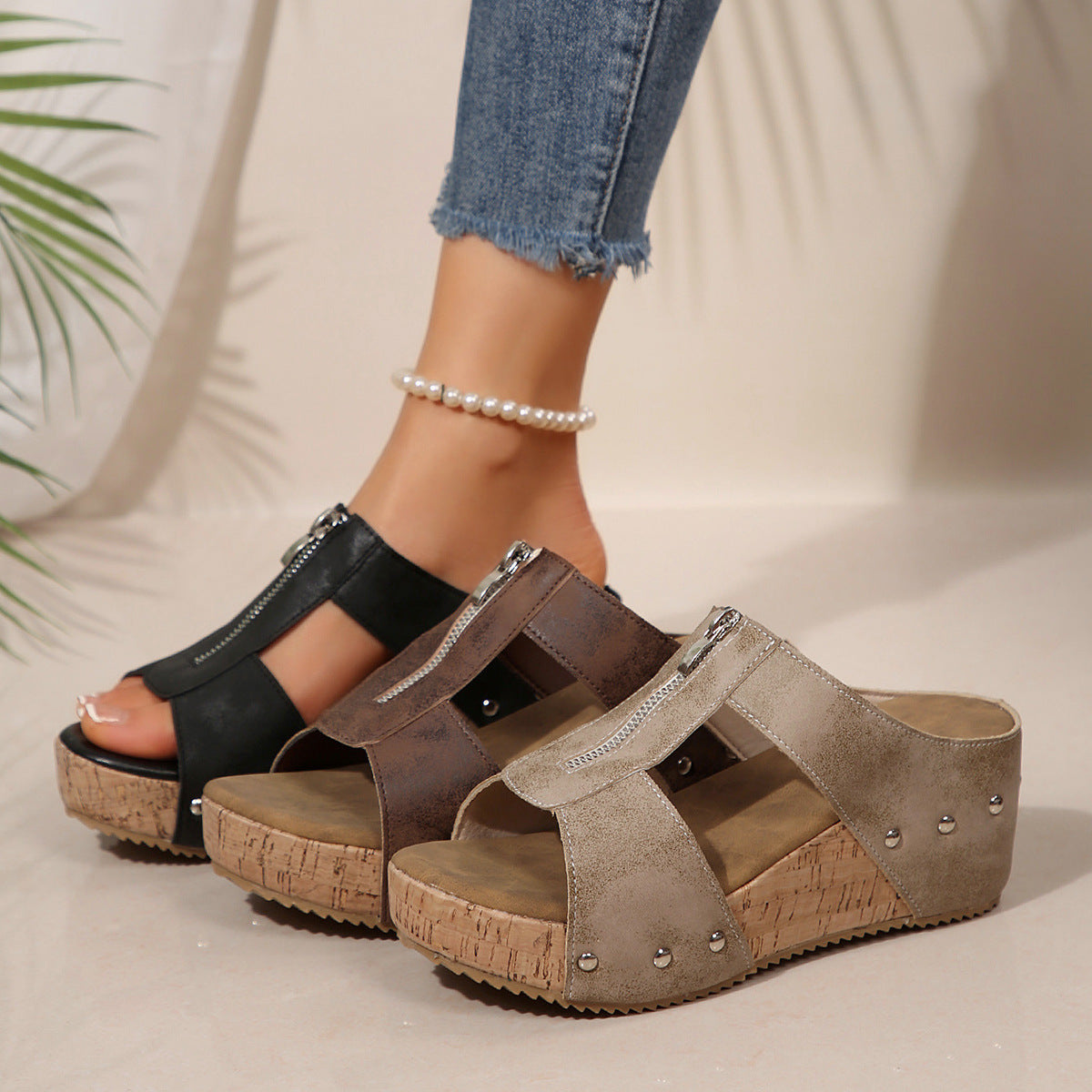 Fashion Open-Toe Wedge Sandals with Arch Support