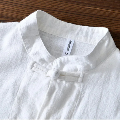 Kyoto Linen Mandarin Collar Shirt