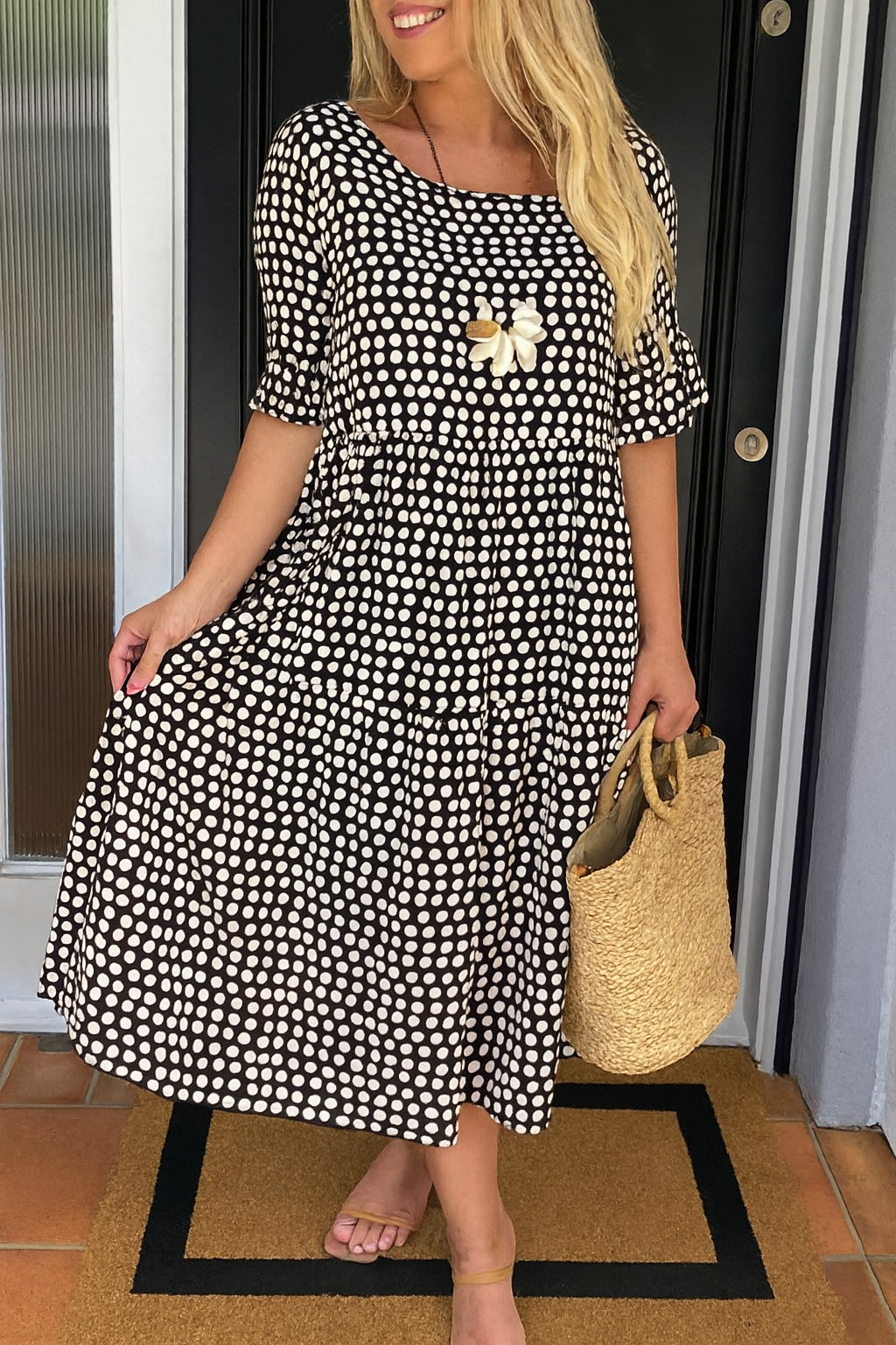 Camille Short-Sleeve Midi Dress