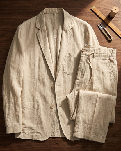 Emilio Linen Two-Piece Suit Set