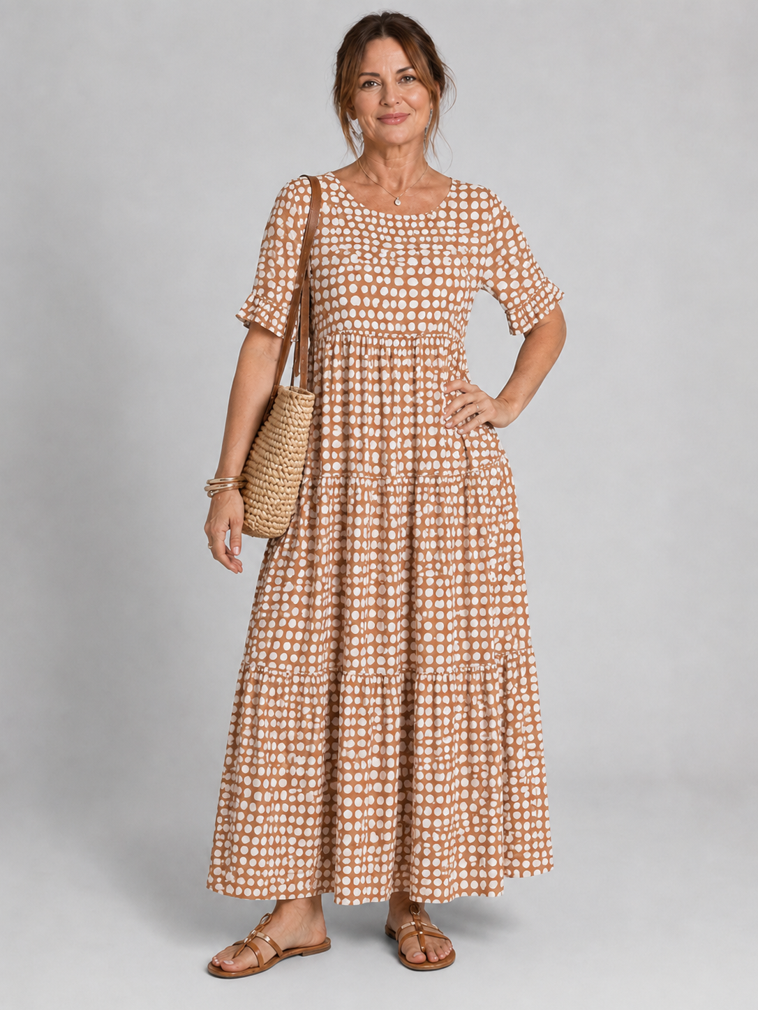 Camille Short-Sleeve Midi Dress