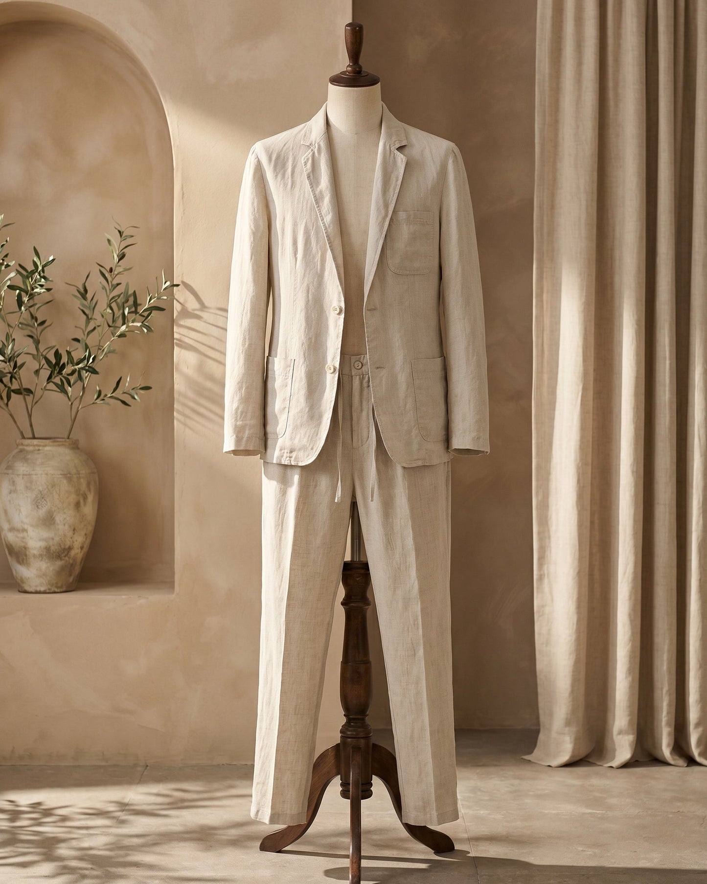 Emilio Linen Two-Piece Suit Set