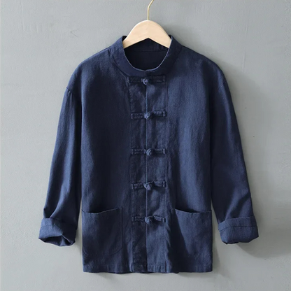 Kyoto Linen Mandarin Collar Shirt