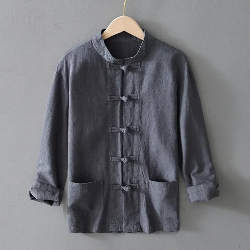 Kyoto Linen Mandarin Collar Shirt