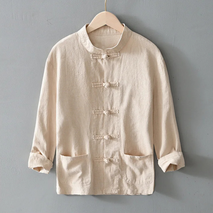 Kyoto Linen Mandarin Collar Shirt