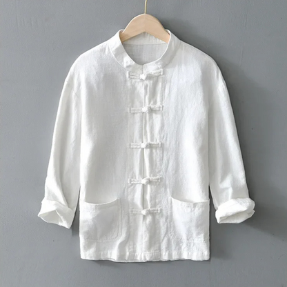 Kyoto Linen Mandarin Collar Shirt