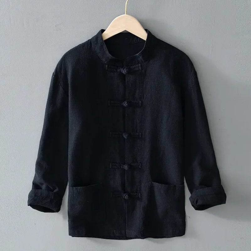 Kyoto Linen Mandarin Collar Shirt