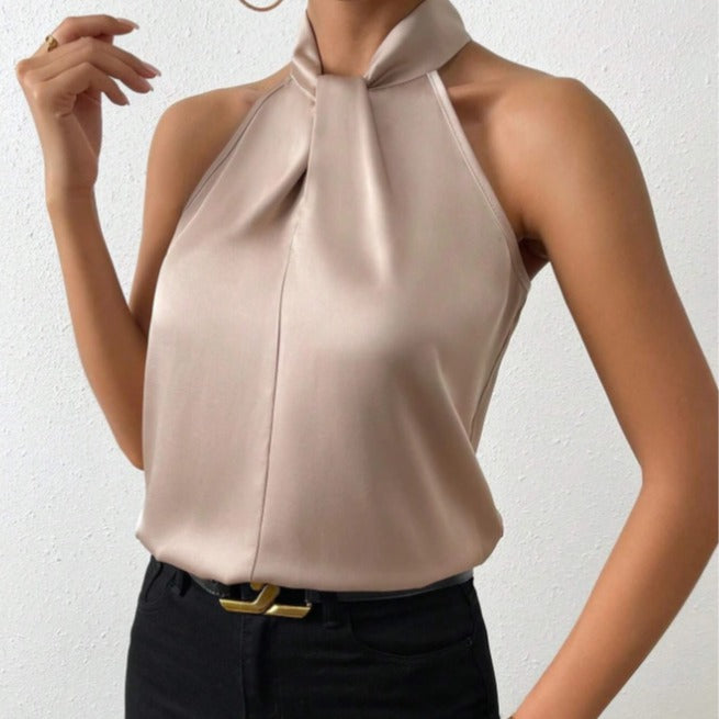 Sophia Silk Knot-Neck Blouse