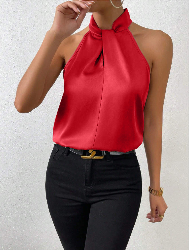 Sophia Silk Knot-Neck Blouse