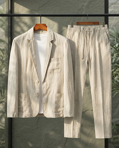 Emilio Linen Two-Piece Suit Set
