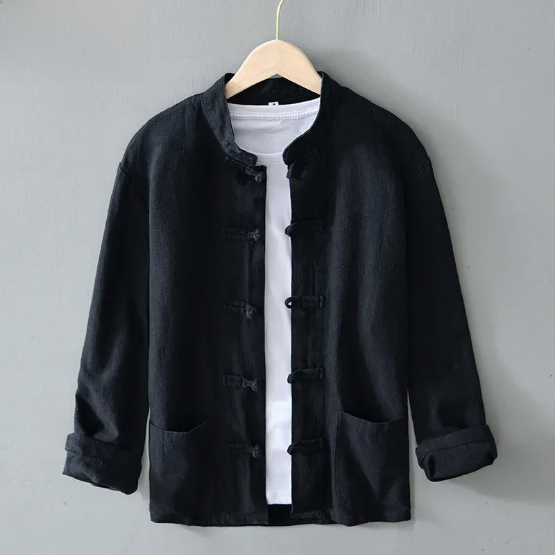 Kyoto Linen Mandarin Collar Shirt