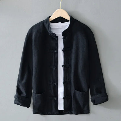 Kyoto Linen Mandarin Collar Shirt