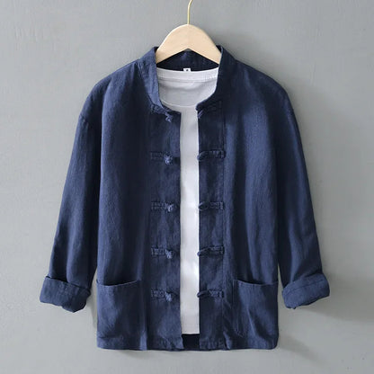Kyoto Linen Mandarin Collar Shirt