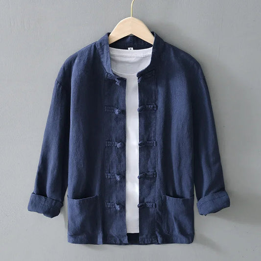 Kyoto Linen Mandarin Collar Shirt