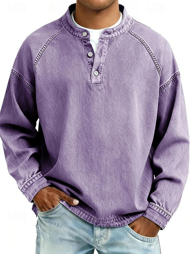 Amir Vintage-Wash Henley Sweatshirt