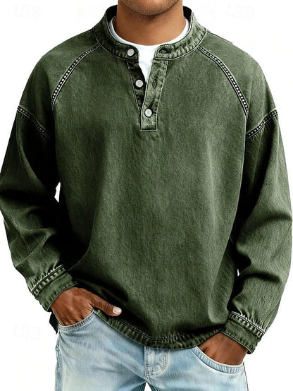 Amir Vintage-Wash Henley Sweatshirt