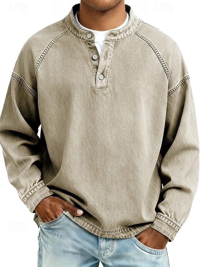 Amir Vintage-Wash Henley Sweatshirt