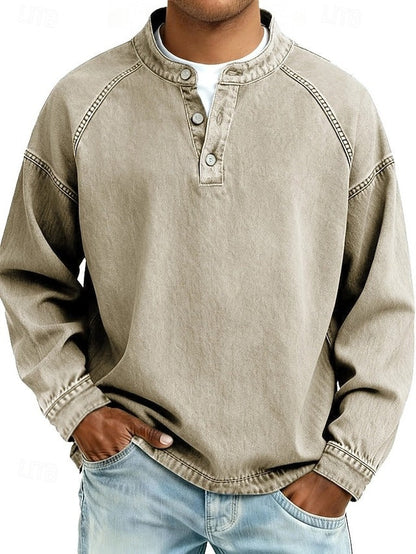 Amir Vintage-Wash Henley Sweatshirt
