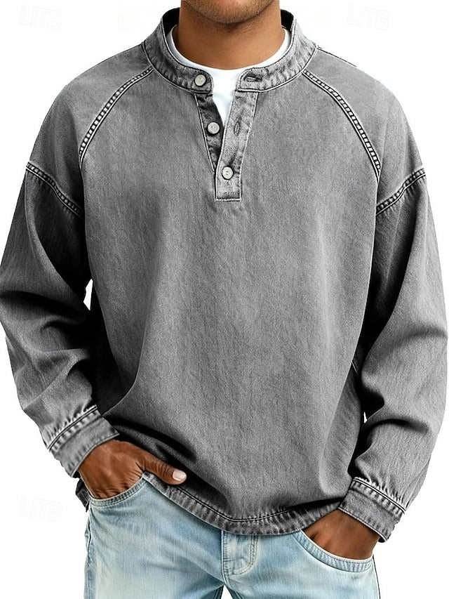 Amir Vintage-Wash Henley Sweatshirt