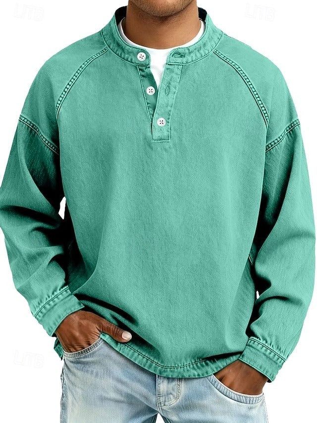 Amir Vintage-Wash Henley Sweatshirt