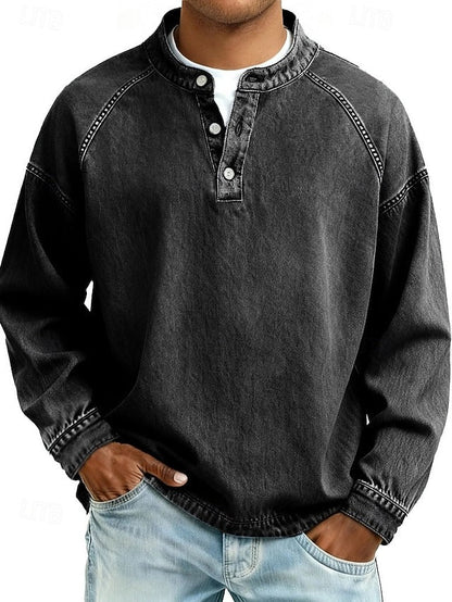 Amir Vintage-Wash Henley Sweatshirt
