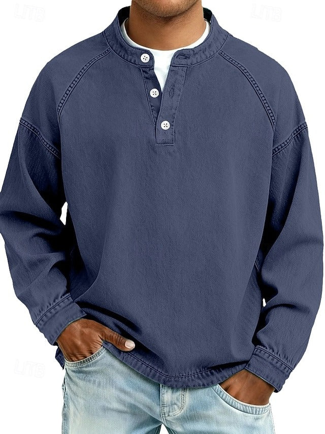Amir Vintage-Wash Henley Sweatshirt