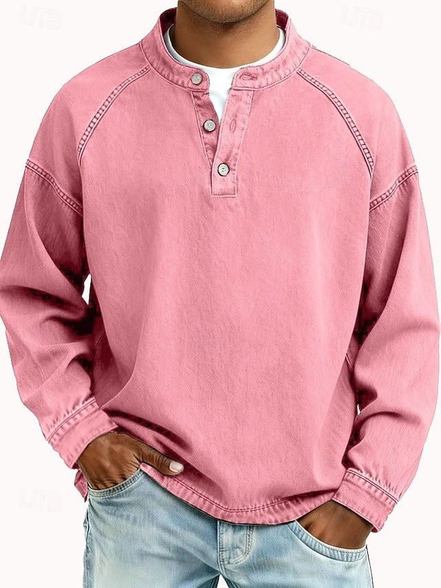 Amir Vintage-Wash Henley Sweatshirt