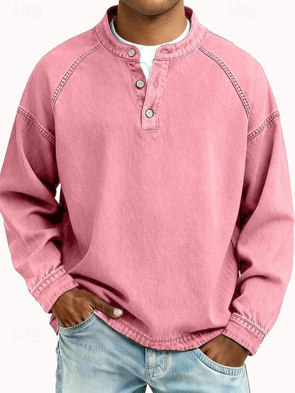 Amir Vintage-Wash Henley Sweatshirt