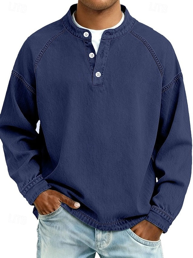 Amir Vintage-Wash Henley Sweatshirt
