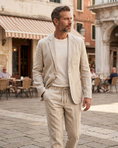 Emilio Linen Two-Piece Suit Set