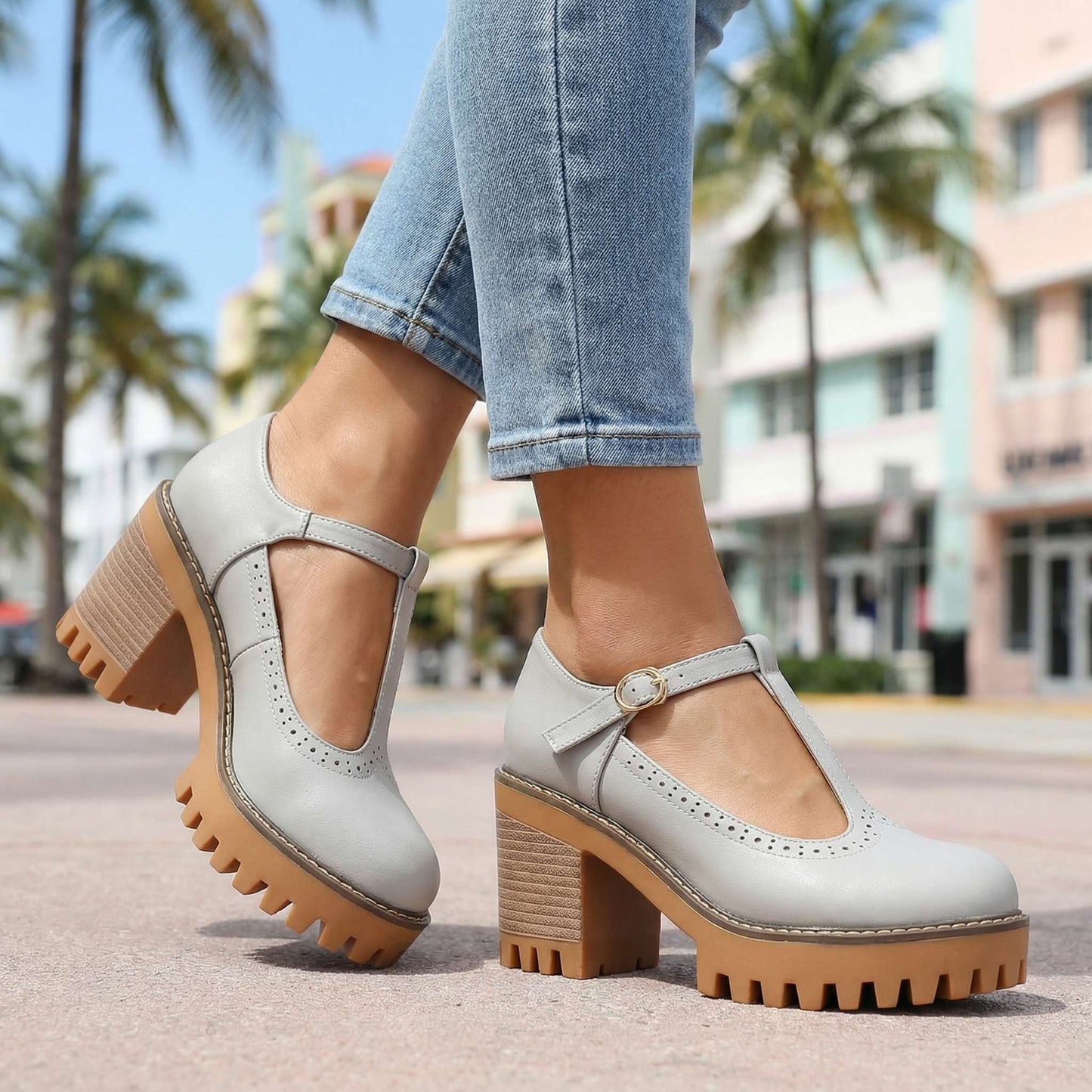 Viora T-Strap Platform Heels