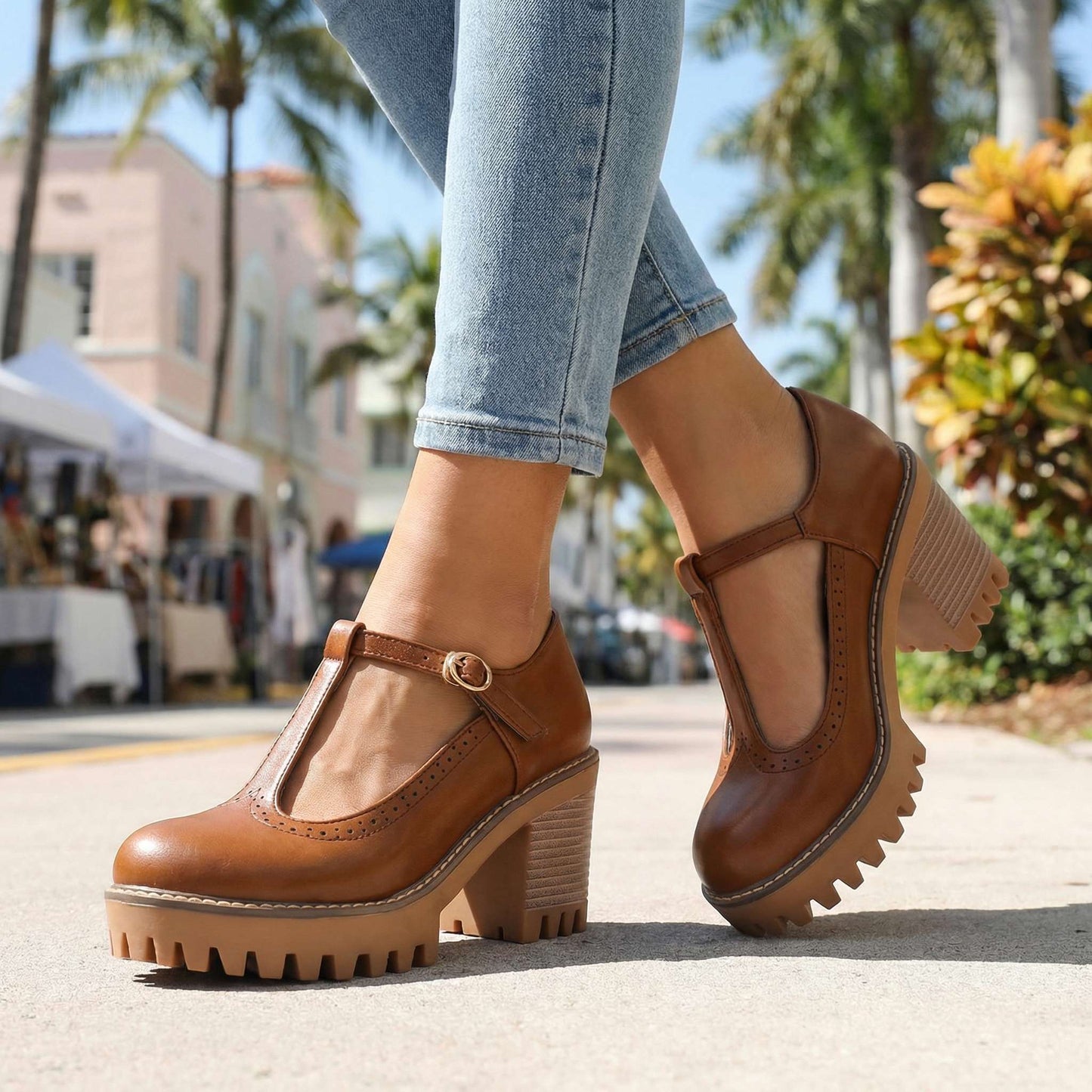 Viora T-Strap Platform Heels