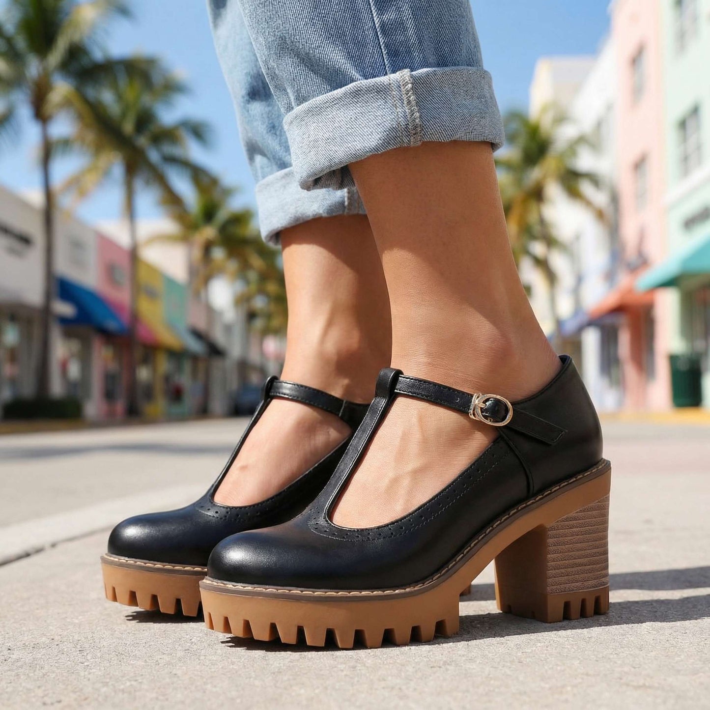 Viora T-Strap Platform Heels