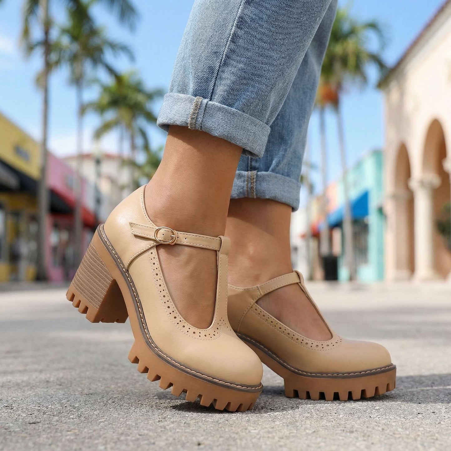 Viora T-Strap Platform Heels