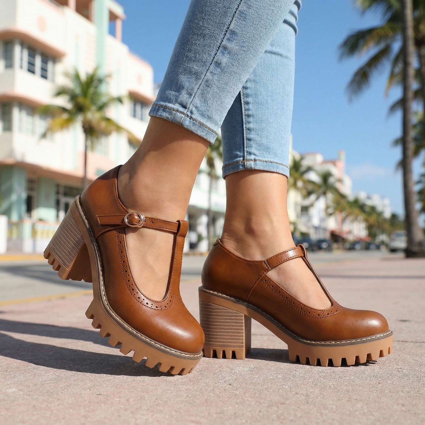 Viora T-Strap Platform Heels