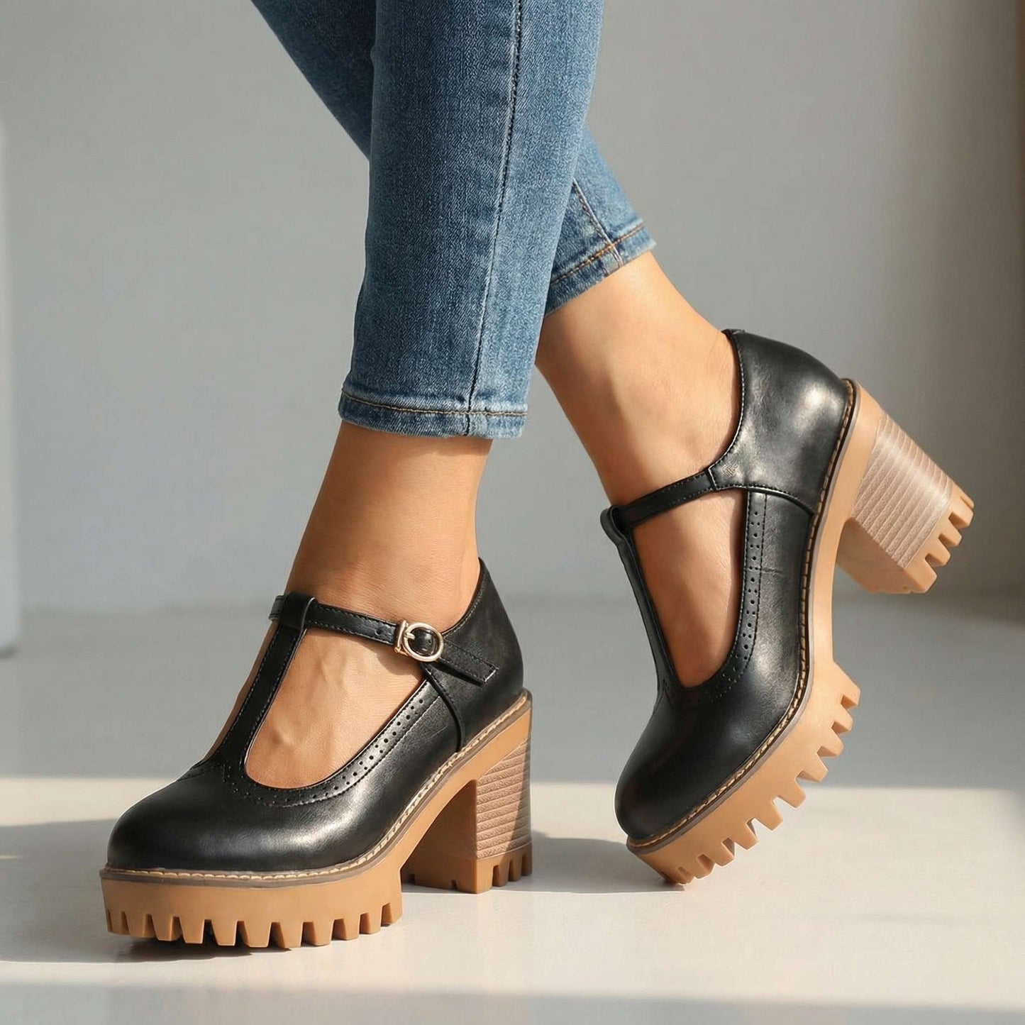 Viora T-Strap Platform Heels
