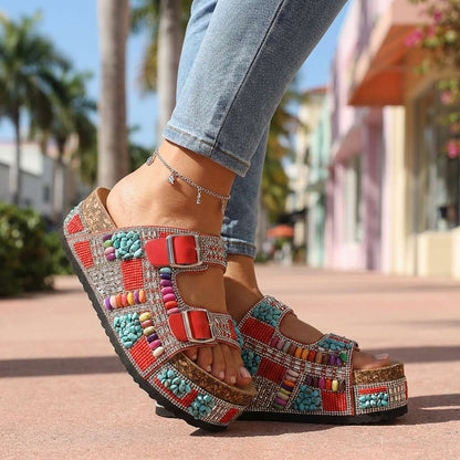 Zirelle Beaded Platform Slides