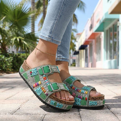 Zirelle Beaded Platform Slides