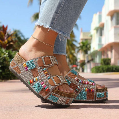 Zirelle Beaded Platform Slides