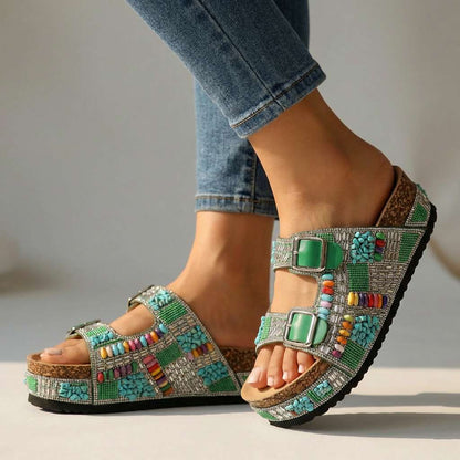 Zirelle Beaded Platform Slides