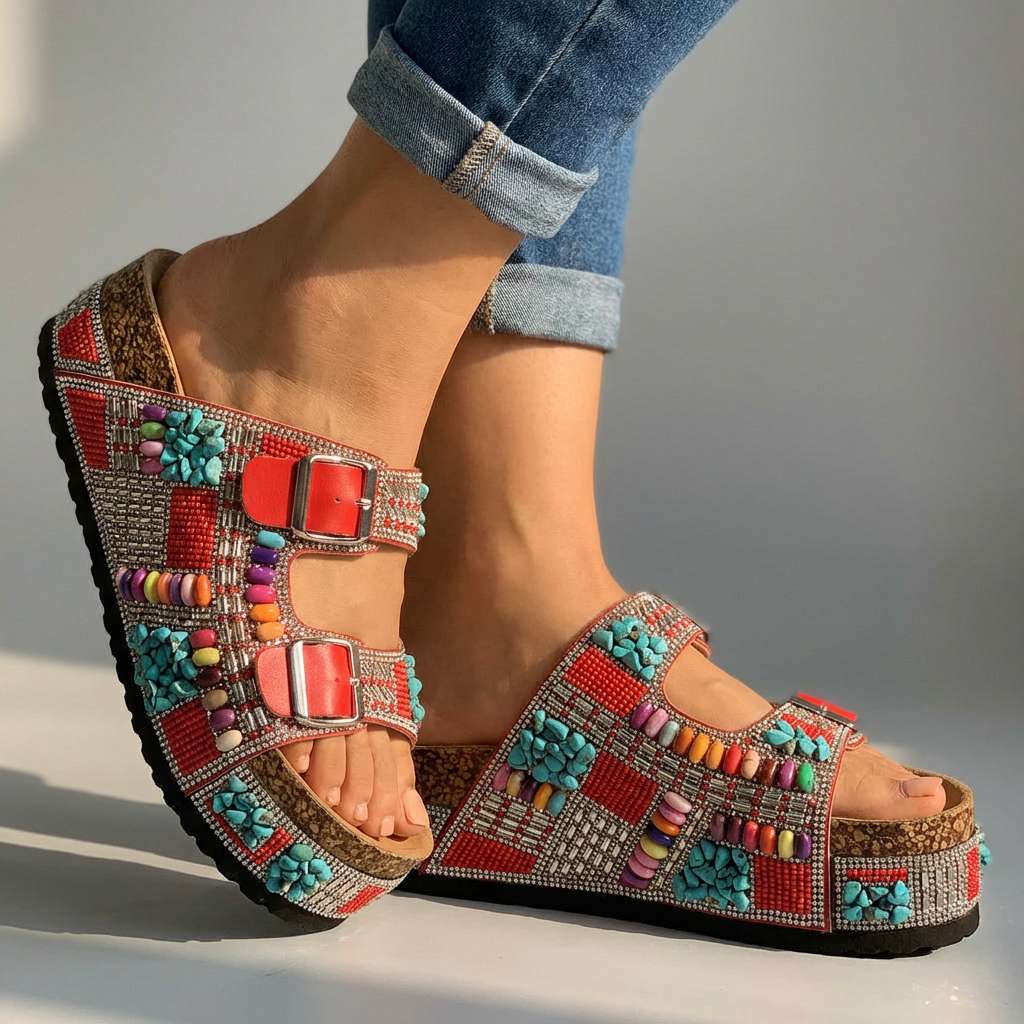 Zirelle Beaded Platform Slides