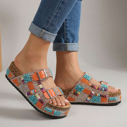 Zirelle Beaded Platform Slides