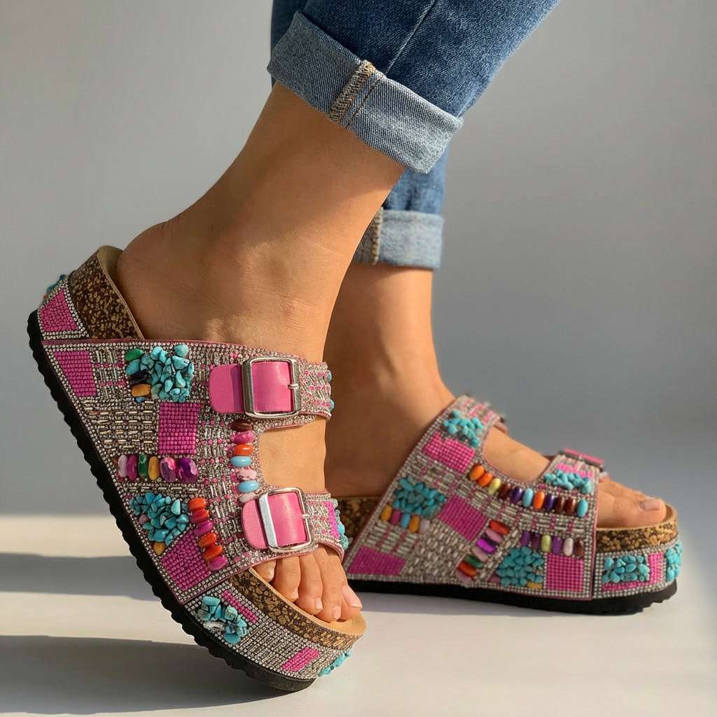 Zirelle Beaded Platform Slides