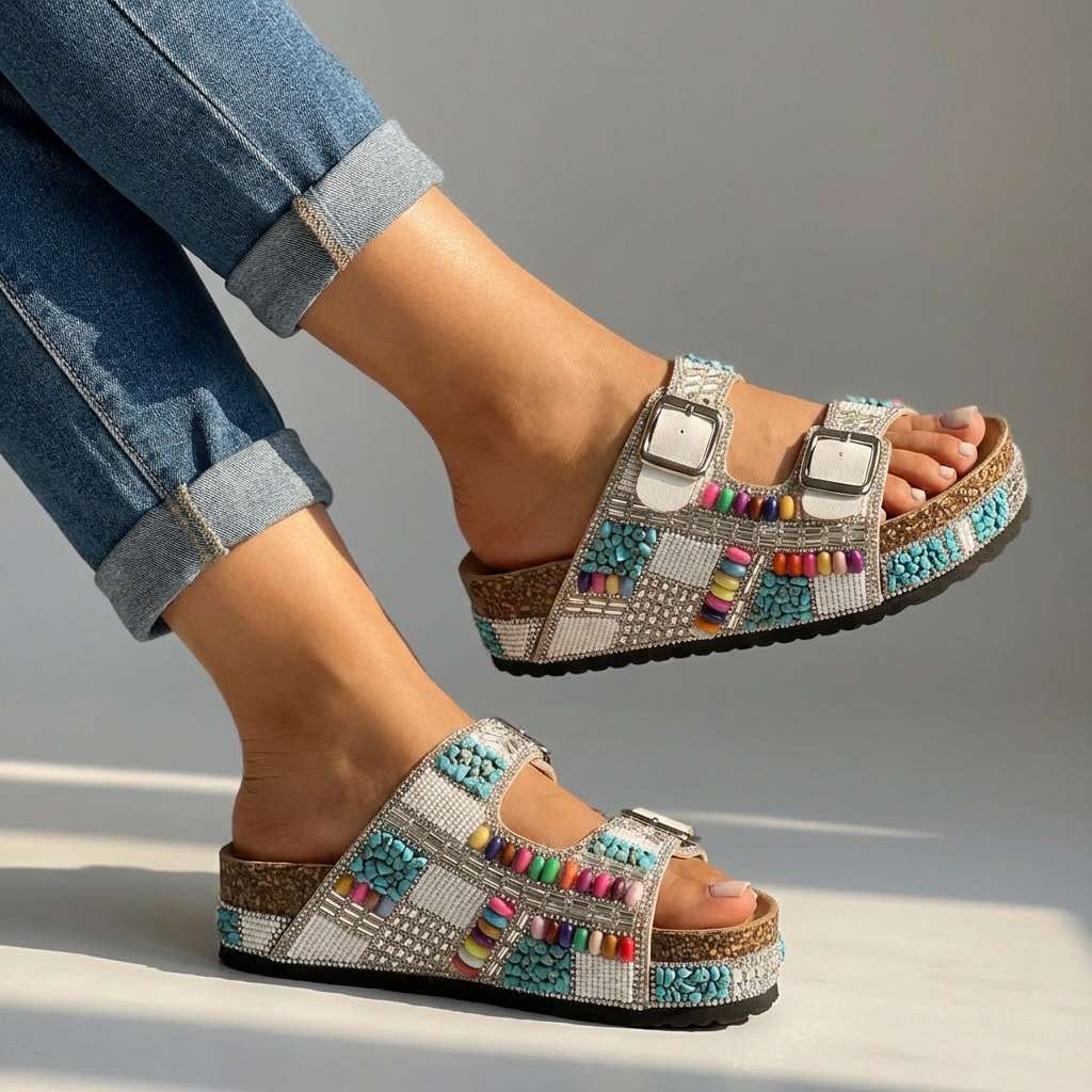 Zirelle Beaded Platform Slides