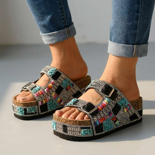 Zirelle Beaded Platform Slides