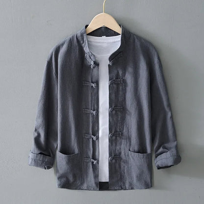 Kyoto Linen Mandarin Collar Shirt