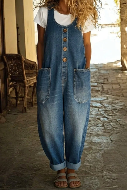 Leona – Vintage Cotton Denim Jumpsuit